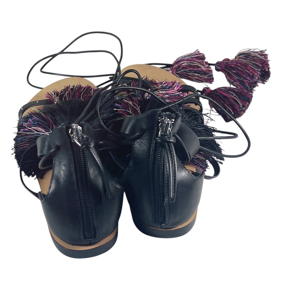 Rebecca Minkoff Black and Multicolor Tassel Gladiator Sandals Sz 10 EUC Summer - Picture 4 of 6